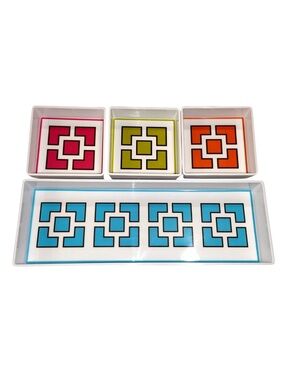 Jonathan Adler Melamine Colorful Geometric Tray Set